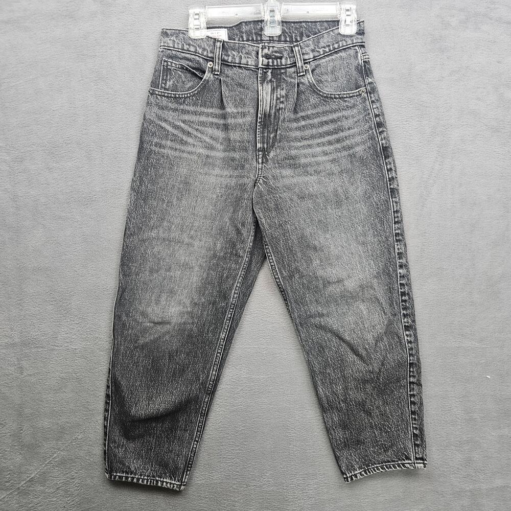 GAP Barrel Jeans Womens 26 Petite Gray High Rise Cropped Denim